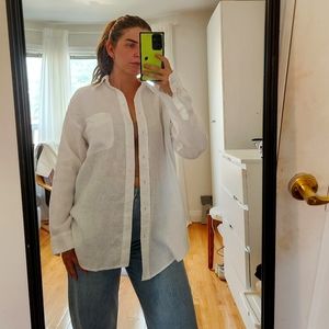 BNWT H&M Oversized 100% Linen Buttom Down Shirt